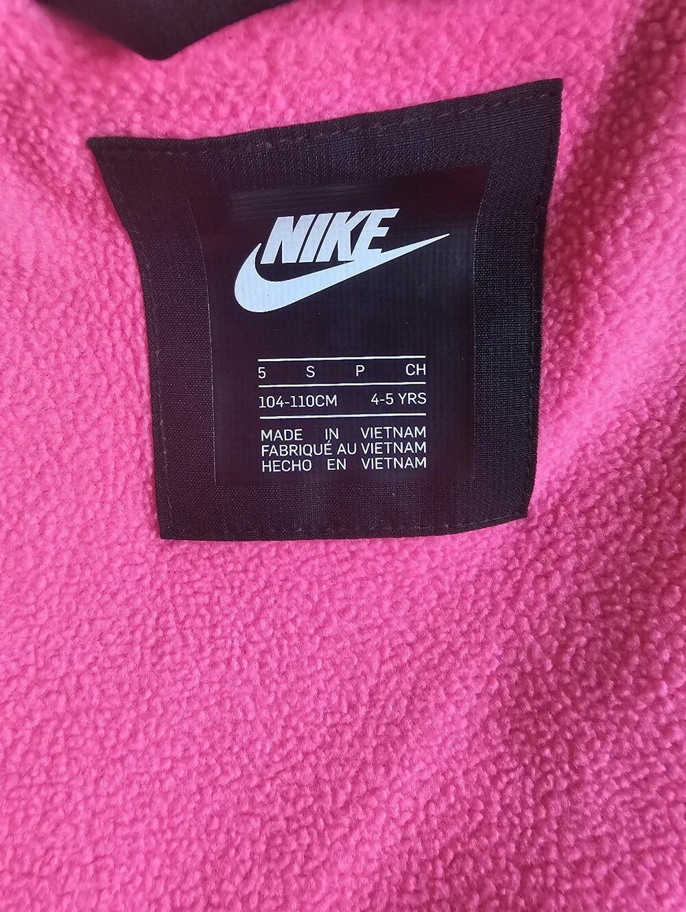 Nike Kids Black Hooded Jacket with Pink Trim